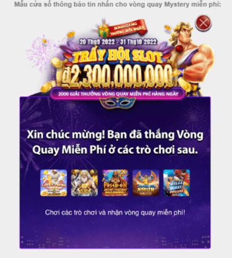 mẫu cửa sổ thông báo