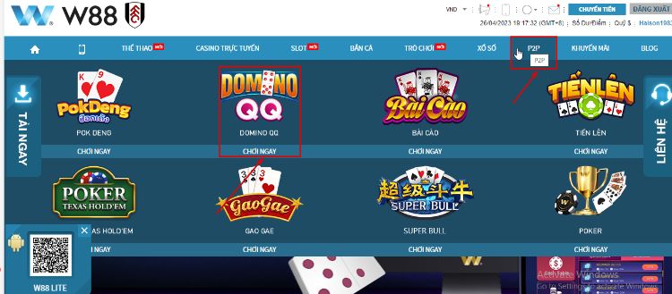 Cách chơi cược Domino QQ tại W88